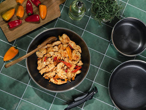 WOKPFANNE MIT ABNEHMBAREM GRIFF 30CM SET - 4