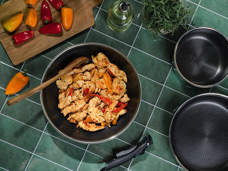 BRATPFANNEN-SET WOK MIT ABNEHMBAREM GRIFF – 2 STÜCK - 2